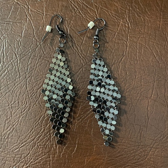 Gunmetal Metal Dangle Earrings - Picture 2 of 3